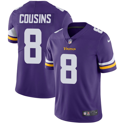 Minnesota Vikings #8 Limited Kirk Cousins Purple Nike NFL Home Men Jersey Vapor Untouchable->youth nfl jersey->Youth Jersey